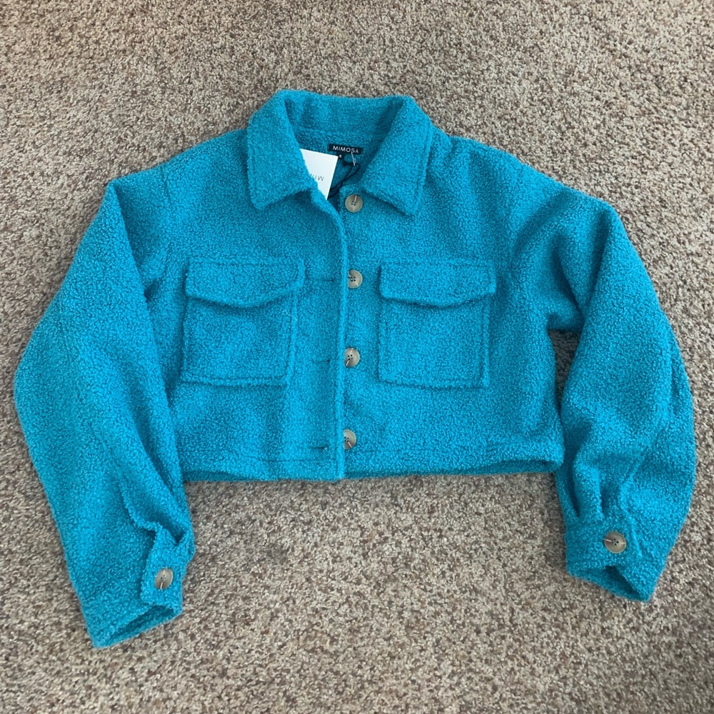 Clad & cloth Woodstock jacket in teal